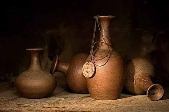 Still life with ceramic pitchers