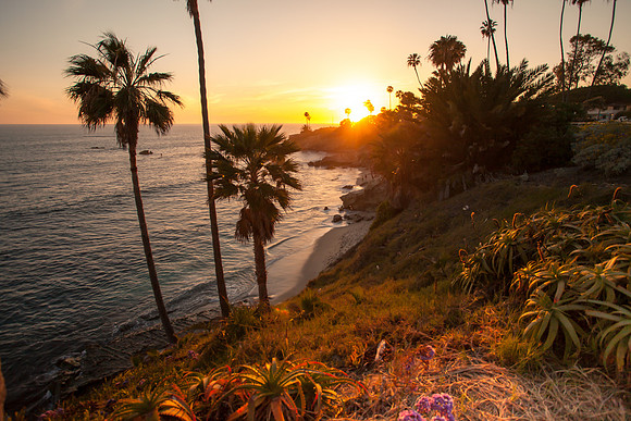 Sunset on  Laguna Beach ,Orange County ,California,