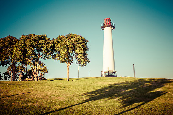 Lighthouse in the port of Long Beach, Shoreline Park