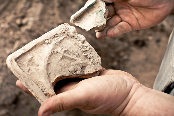 archeology samples  in the hands
